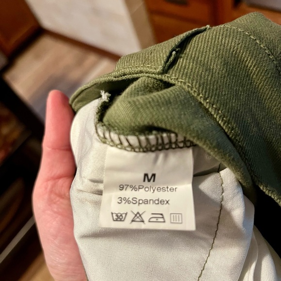 Olive Green Mini Skirt with Pockets - Picture 2 of 2